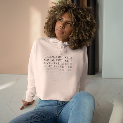 Monochrome Fade Crop Hoodie - Relaxed Fit / Front Design