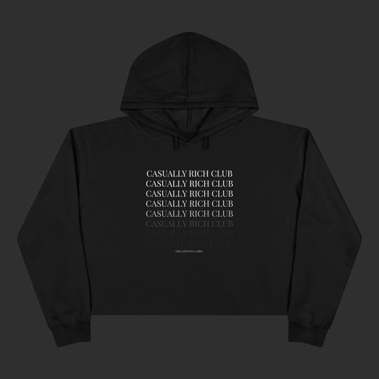 Monochrome Fade Crop Hoodie - Relaxed Fit / Front Design