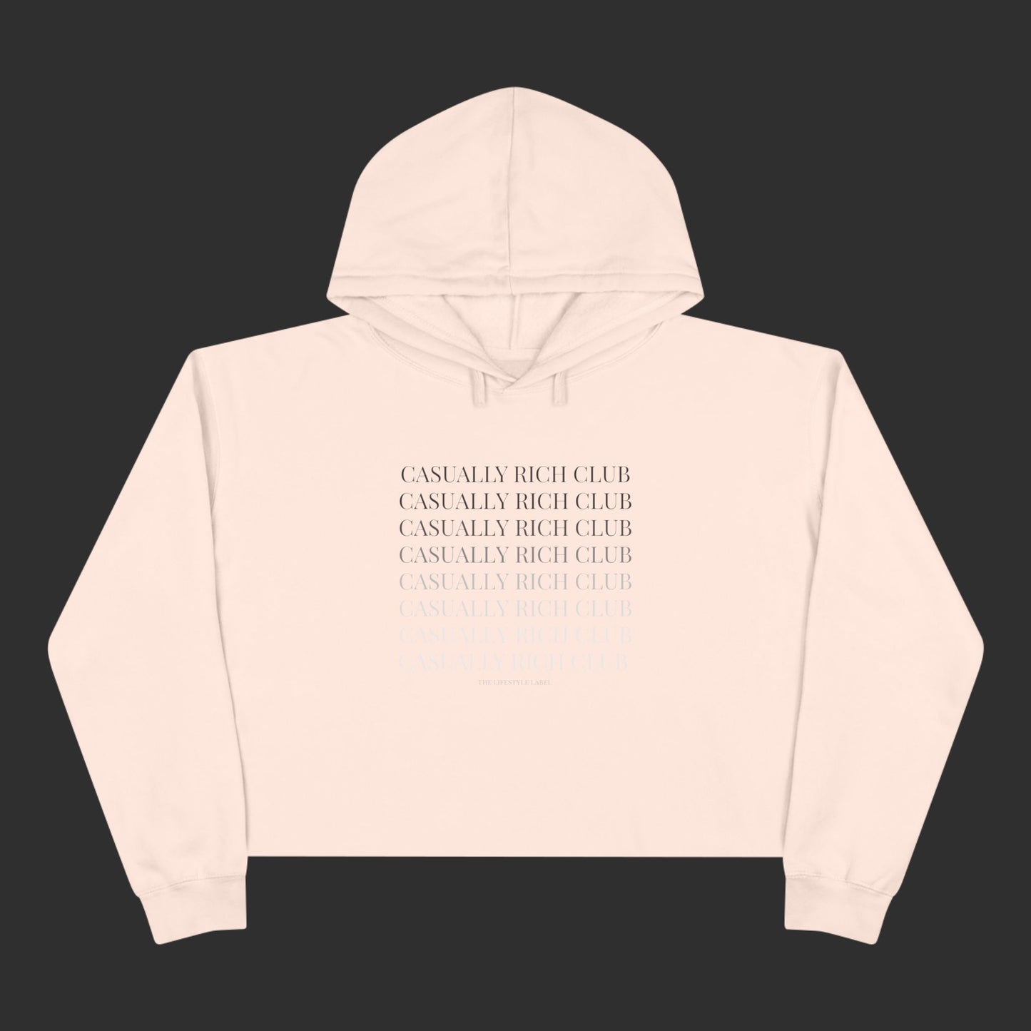 Monochrome Fade Crop Hoodie - Relaxed Fit / Front Design