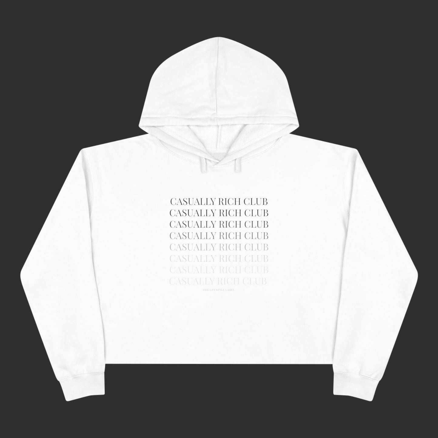 Monochrome Fade Crop Hoodie - Relaxed Fit / Front Design