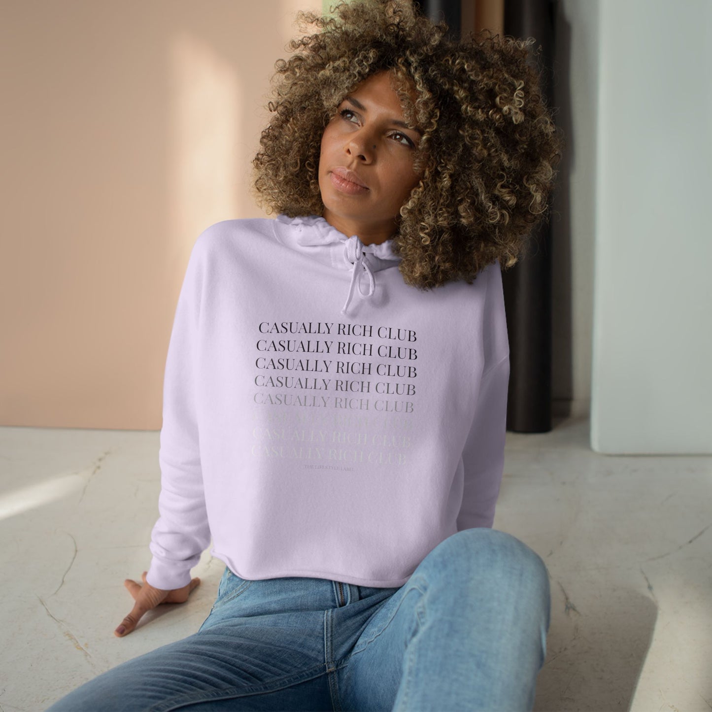 Monochrome Fade Crop Hoodie - Relaxed Fit / Front Design