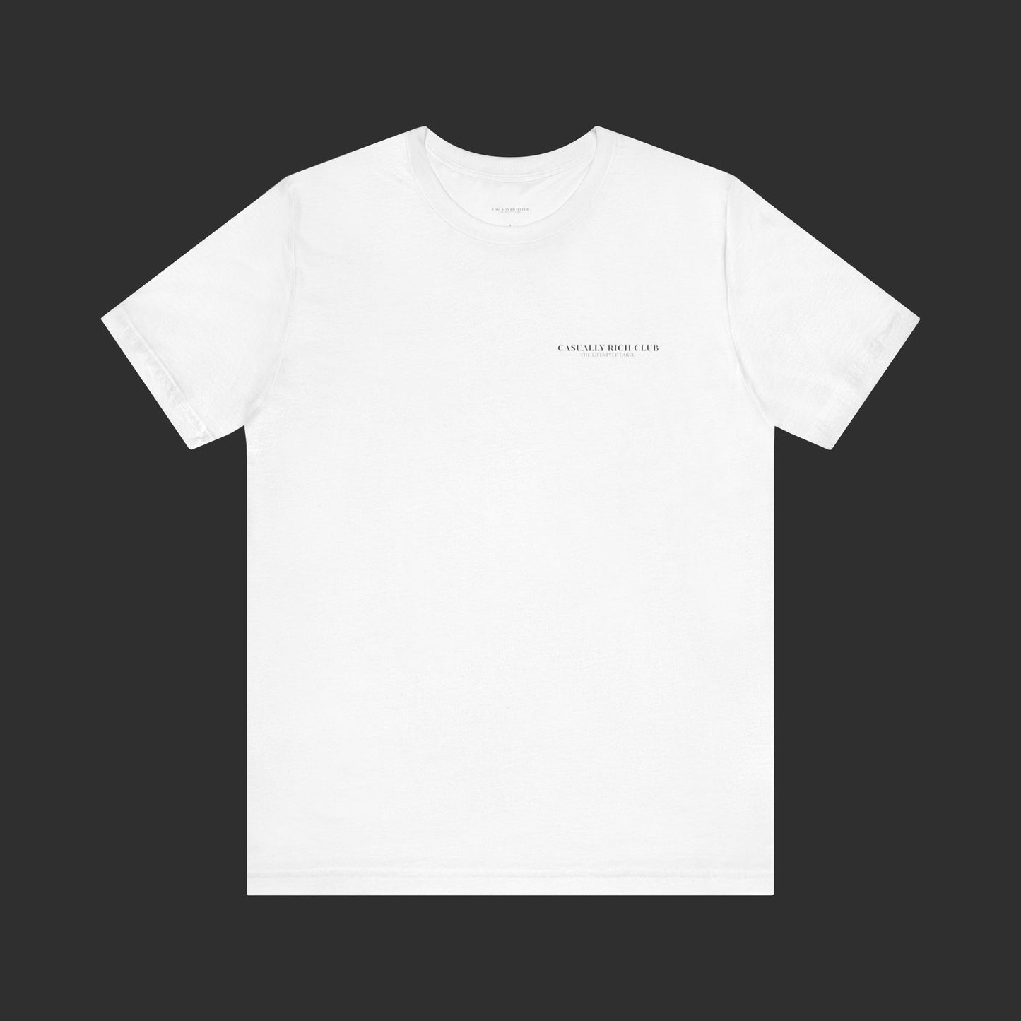 white Classic Logo Tee – Casually Rich Club Back Logo Shirt
