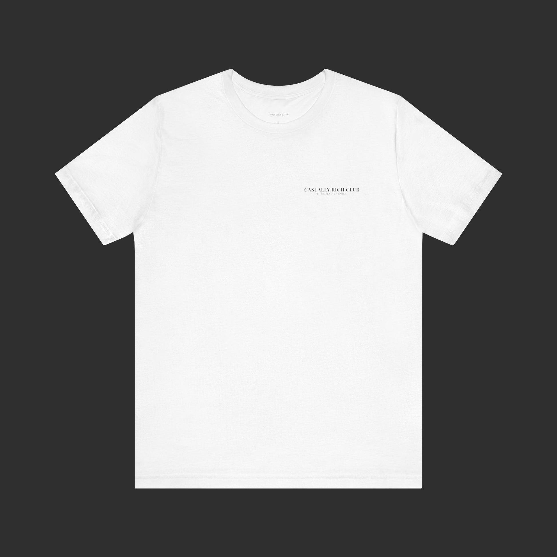 white Classic Logo Tee – Casually Rich Club Back Logo Shirt