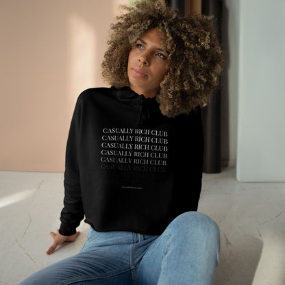 Monochrome Fade Crop Hoodie - Relaxed Fit / Front Design