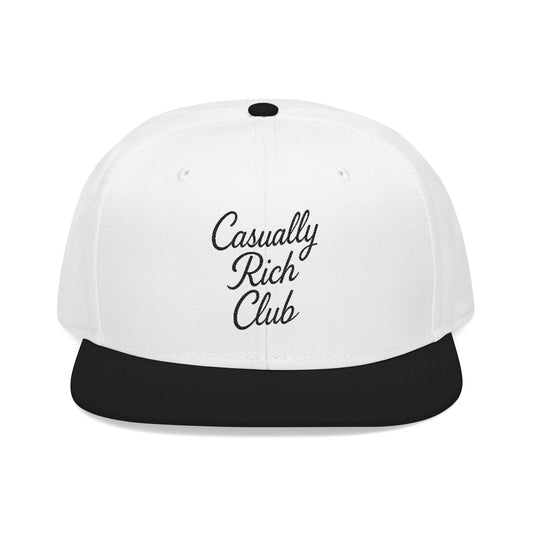 Casually Rich Club Script Snapback Cap - Light Variation