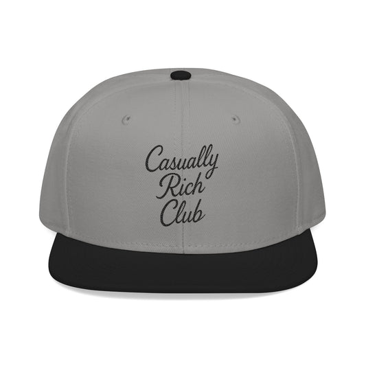 Casually Rich Club Script Snapback Cap - Light Variation