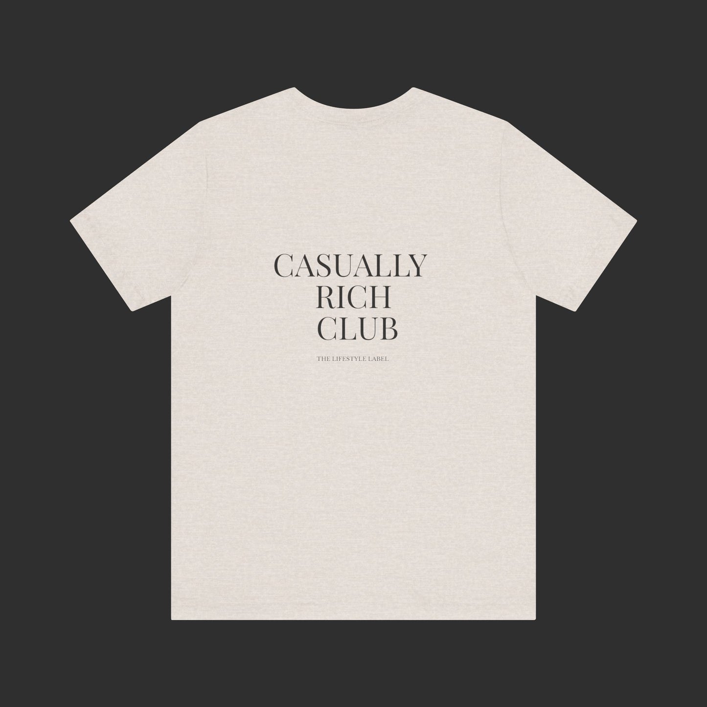 heather dust Classic Logo Tee – Casually Rich Club Back Logo Shirt