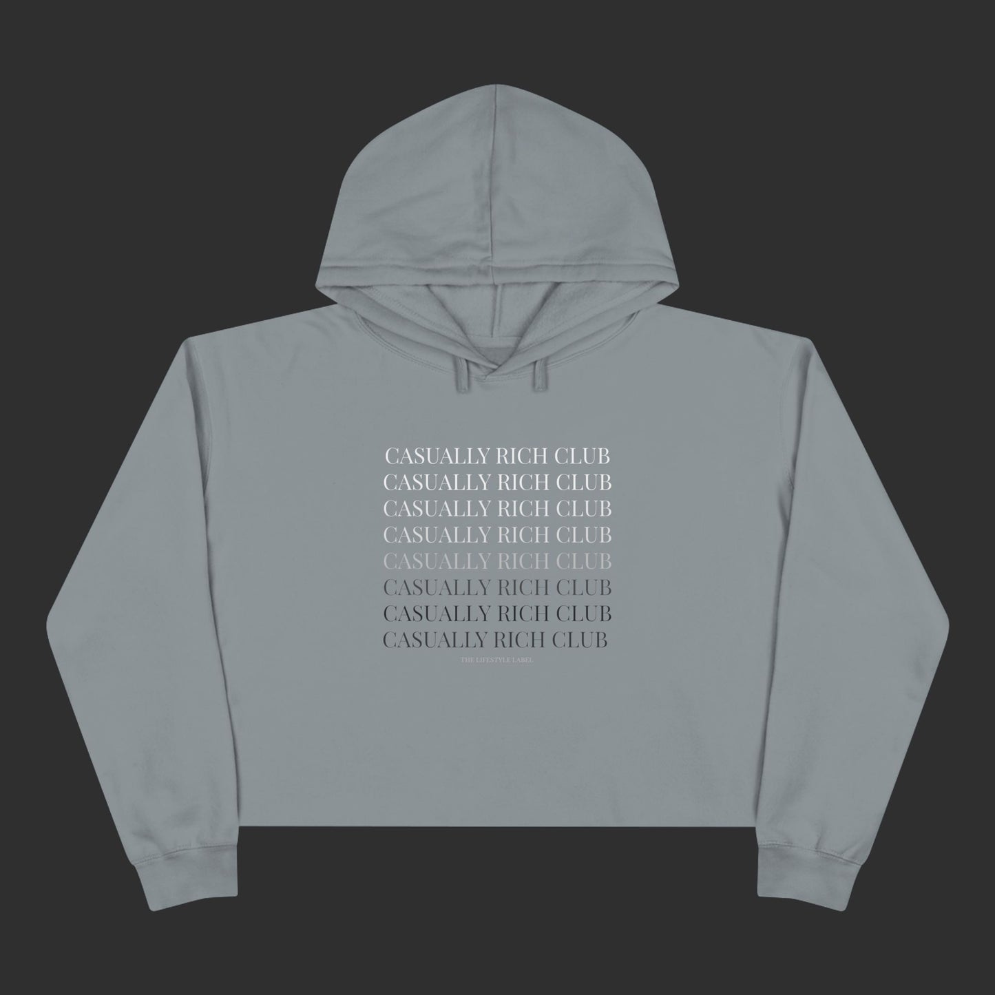 Monochrome Fade Crop Hoodie - Relaxed Fit / Front Design