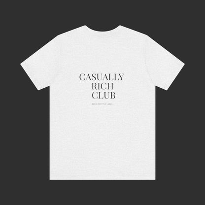 white Classic Logo Tee – Casually Rich Club Back Logo Shirt