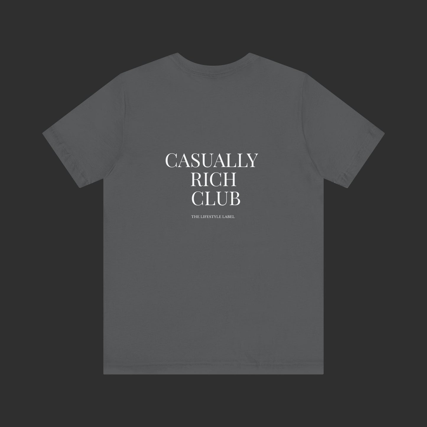 asphalt Classic Logo Tee – Casually Rich Club Back Logo Shirt
