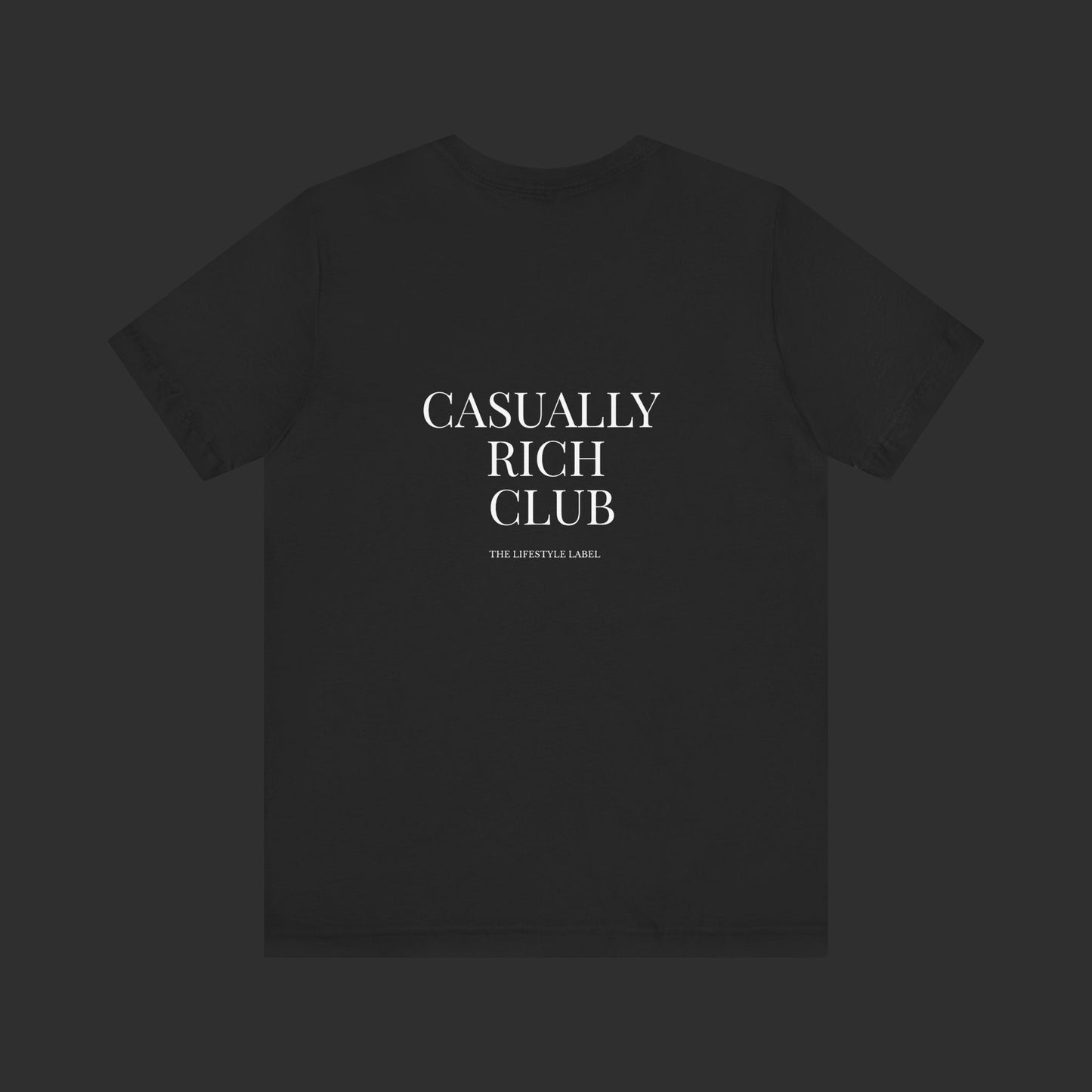 black Classic Logo Tee – Casually Rich Club Back Logo Shirt