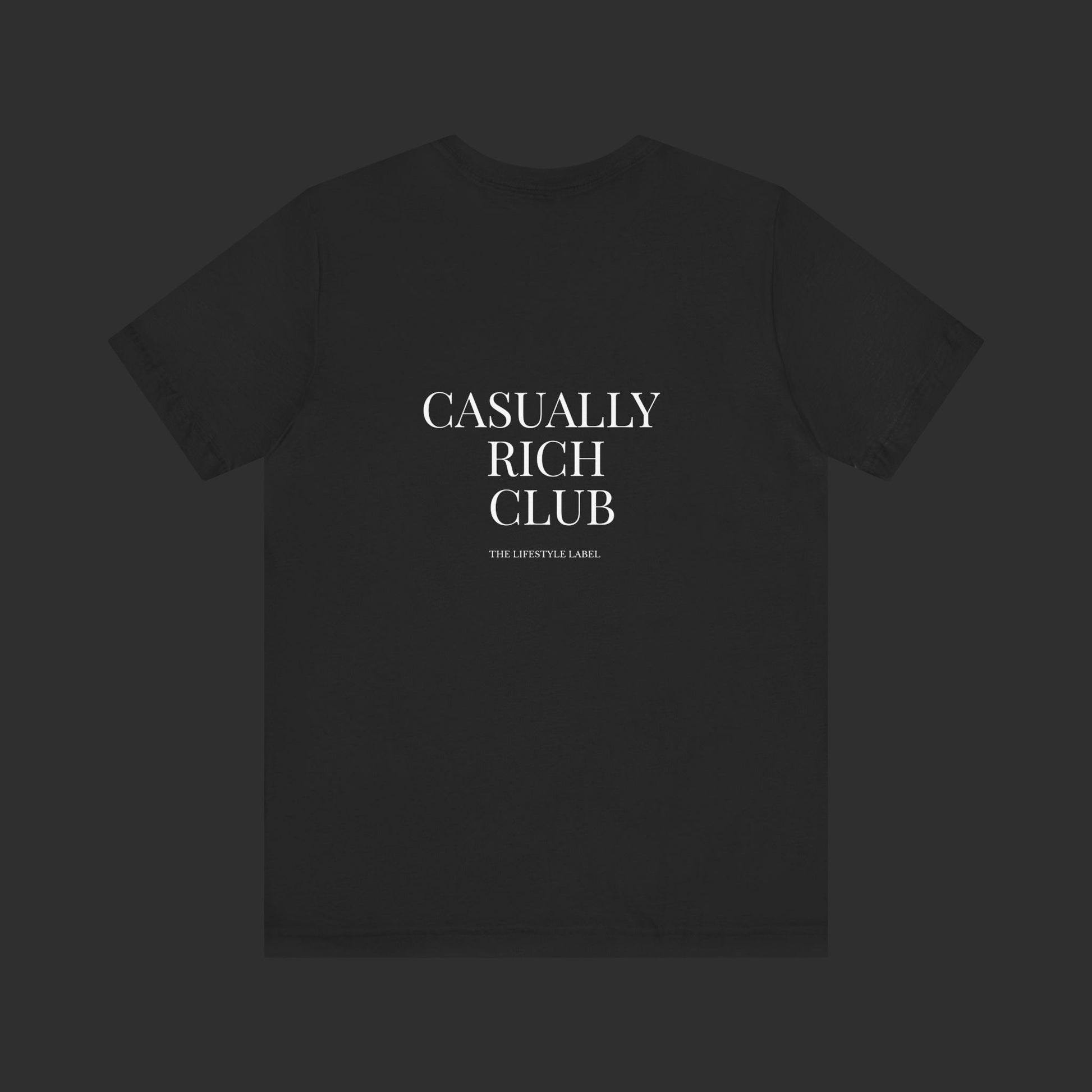 black Classic Logo Tee – Casually Rich Club Back Logo Shirt
