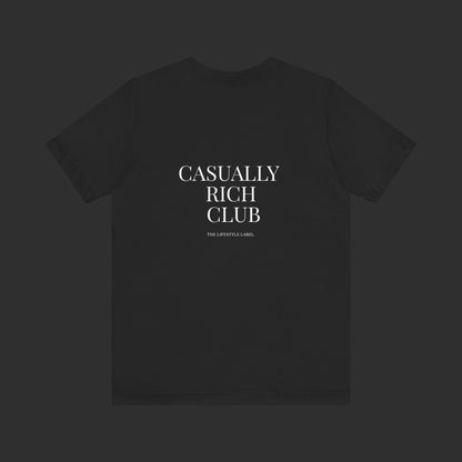 black Classic Logo Tee – Casually Rich Club Back Logo Shirt