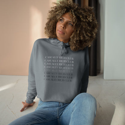 Monochrome Fade Crop Hoodie - Relaxed Fit / Front Design