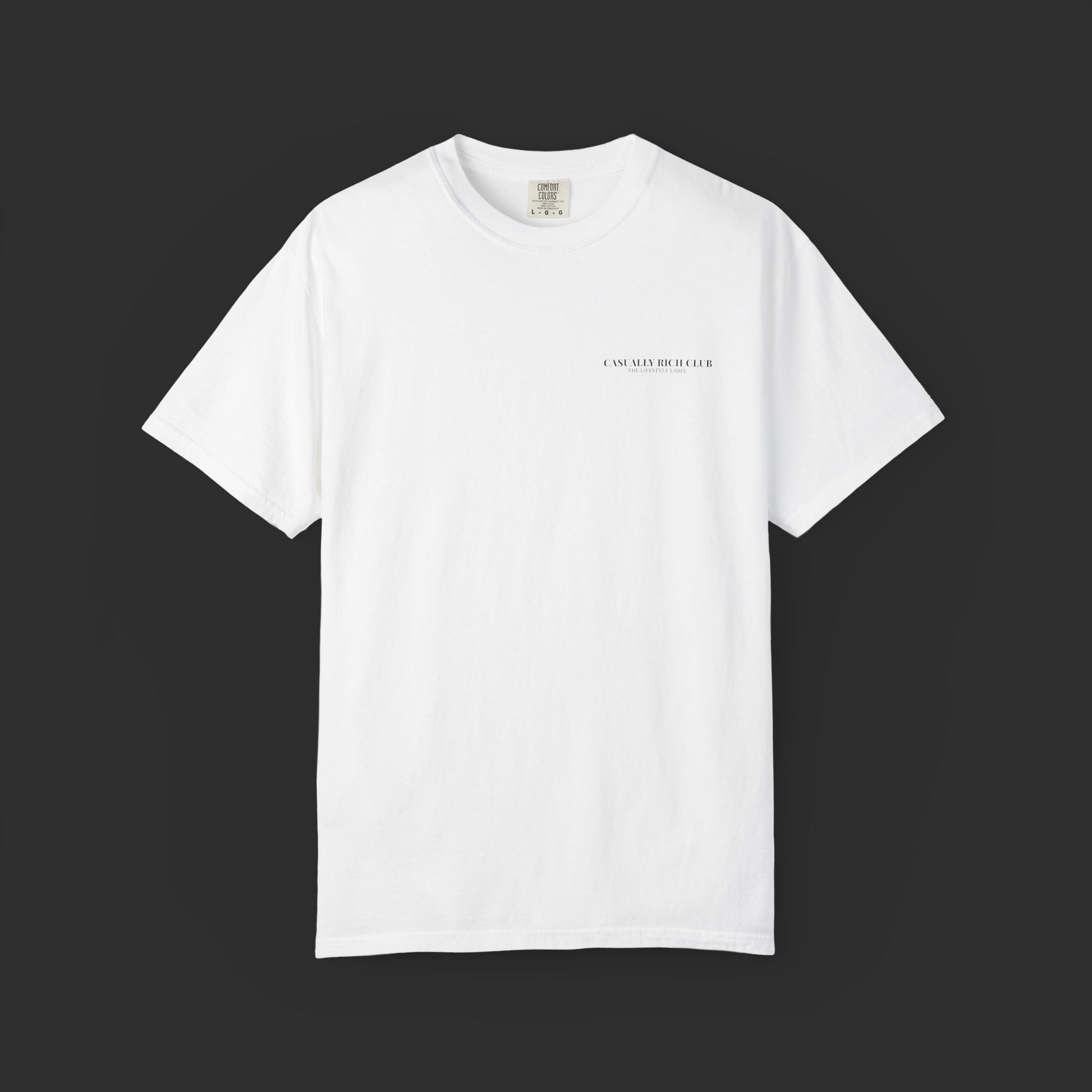 white Collage Graphic Tee – Bold Back Logo Streetwear