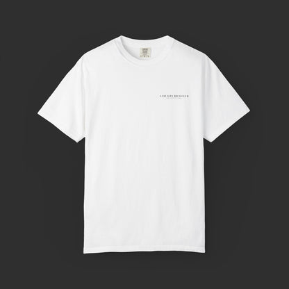 white Collage Graphic Tee – Bold Back Logo Streetwear