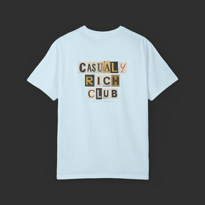 chambray Collage Graphic Tee – Bold Back Logo Streetwear
