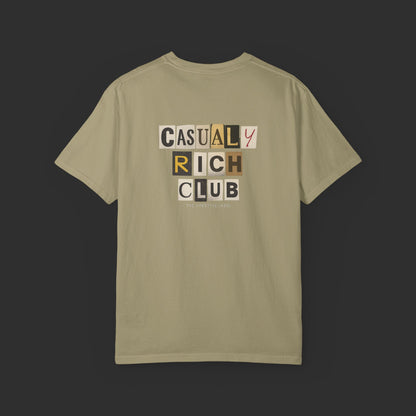 khaki Collage Graphic Tee – Bold Back Logo Streetwear
