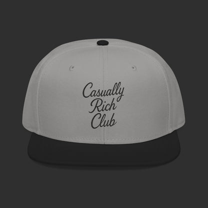 Casually Rich Club Script Snapback Cap - Light Variation