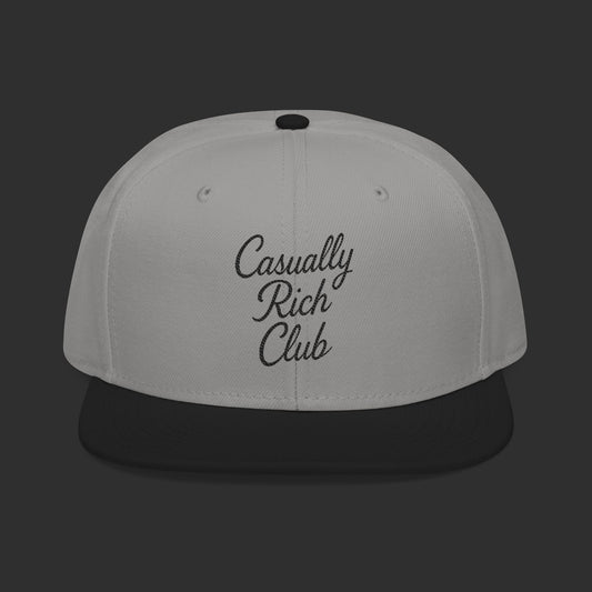Casually Rich Club Script Snapback Cap - Light Variation